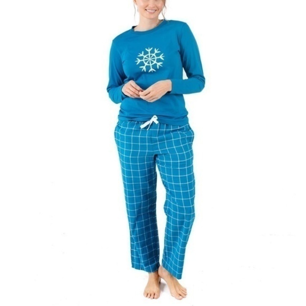 Womens Leveret Snowflake Flannel Pajama Set size XL
